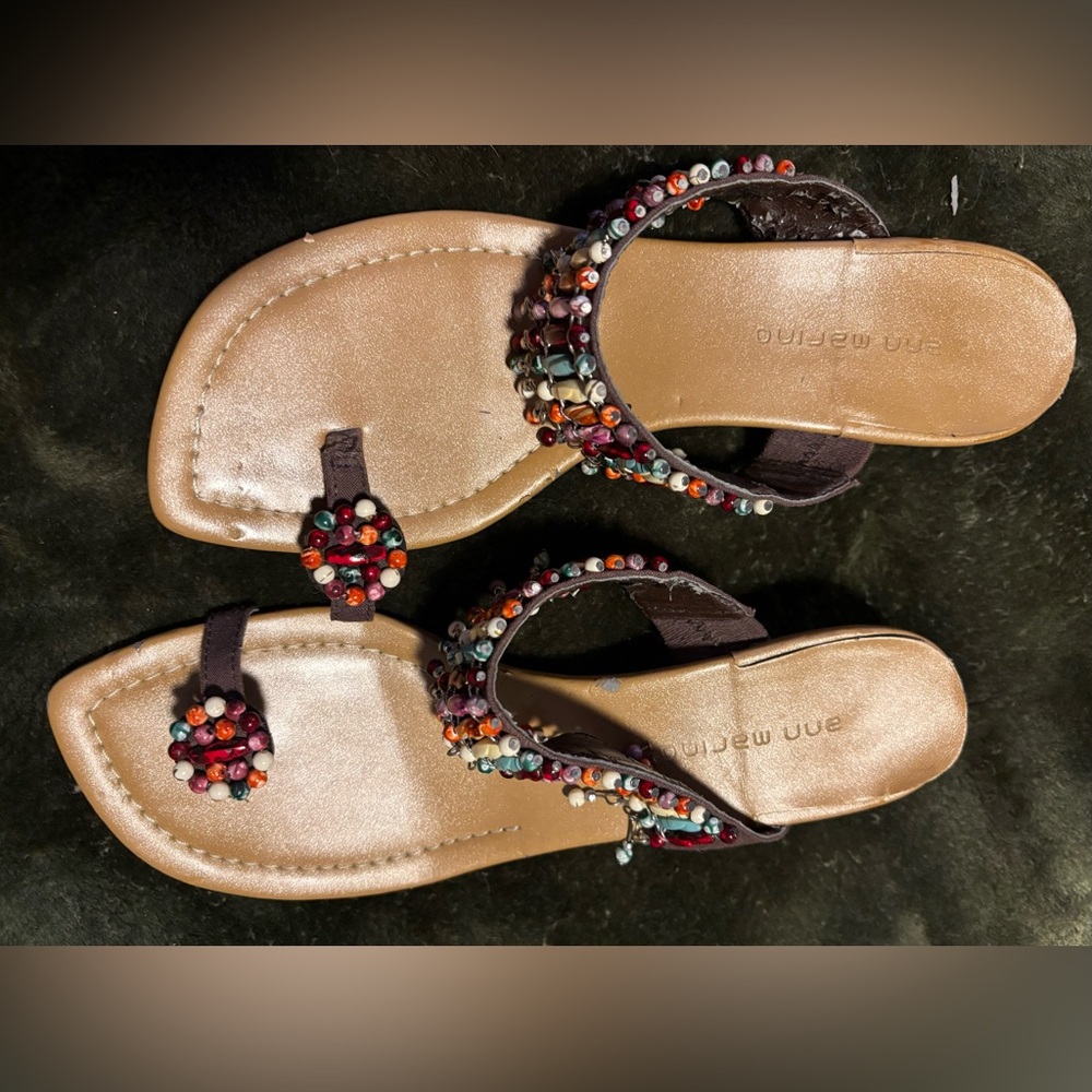 Ann Marino Beaded Sandals Size 6.5